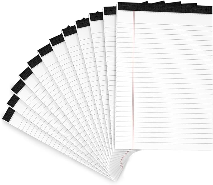 12 Pack Note Pads 5x8 Small Legal Pads White Notepads 5x8 Inch 80 GSM Paper Pads With 30 Sheets Per Notepad Small Writing Pads Notebook for Work White Lined Note Pads Small Legal Notepads for School