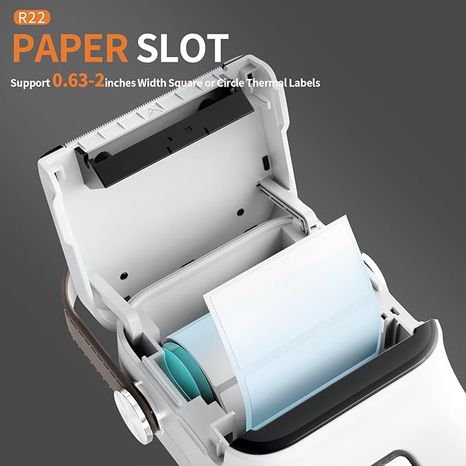 Rongta Bluetooth Label Maker Machine with Tape,Portable Wireless Labeler Machine,Handheld Sticker Maker for Barcode Labels,Home School Supplies,USB Rechargeable,Compatible with iOS/Android, White