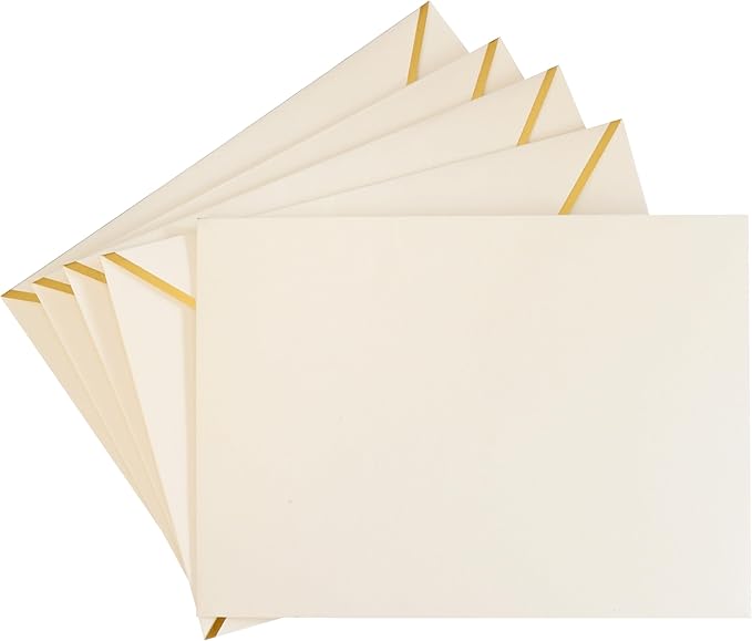 A7 Envelopes - V Flap Foil Border Luxury Mailing Envelopes for 5" x 7" Cards - for Wedding, Invitations, Baby Shower, Photos, Graduation, Birthday, Bridal Shower - 5.25" x 7.25" (Ivory, 25 Pack)