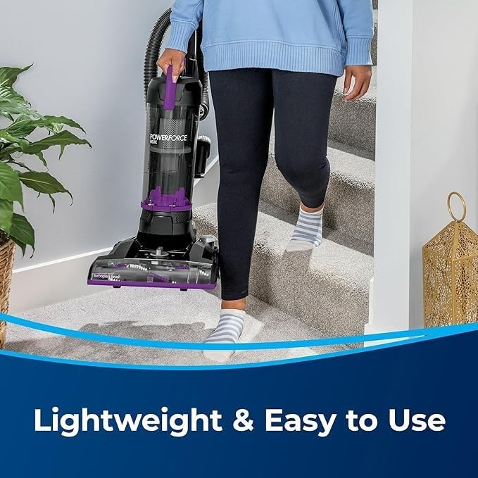 BIISSELLL Power Force Helix Bagless Upright Vacuum, Powerful Suction for Pet Hair,Carpet, Tile & Hardwood,Cleaning, Scatter-Free Technology, Large Dirt Tank, 23ft Cord, 5 Height Settings (Violet)