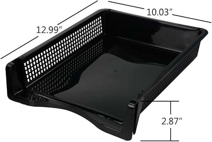 6-Pack Black Plastic Stackable Paper Tray/Basket, Stackable Office Lletter Organizer Desk Tray