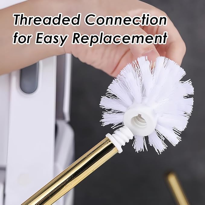 Toilet Brush and Holder Set - Toilet Bowl Brush and Holder with Sturdy Bristles Bathroom Accessories Toilet Cleaner Brush for Bathroom (White)