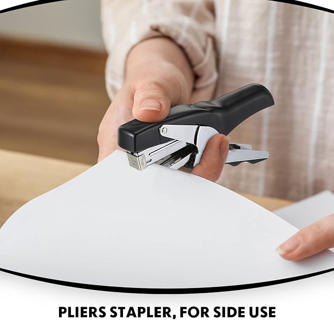 Yexiya Heavy Duty Plier Stapler Heavy Duty Office Hand Held Stapler Effortless 50 Sheet Capacity Desk Good for Stapling Home Warehouse School, Black(6 Pcs)