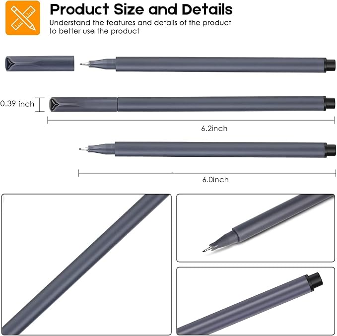 iBayam 0.38mm Black Ink Pens Fine Point Smooth Writing Pens for Adults Teen Kids, 18-Pack Black Journal Planner Pens Black Pens Fine Tip, Office Pens, Nursing Pens, Business Pens, School Pens