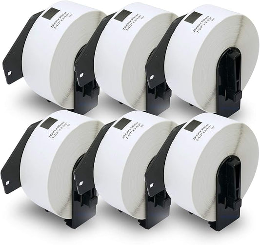 BETCKEY - Compatible Address Labels Replacement for Brother DK-1201 (1.1 in x 3.5 in), Use with Brother QL Label Printers [6 Rolls/2400 Labels]