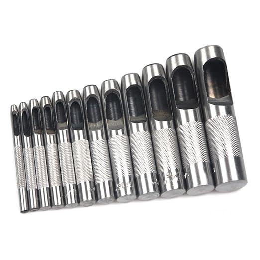OWDEN 12Piece Leather Hole Punch Set with a Free Cutting mat,Leather Tool,Leather Hollow Punch Set, Round Hole Punch Set,Cut Leather Rubber Paper Soft Material