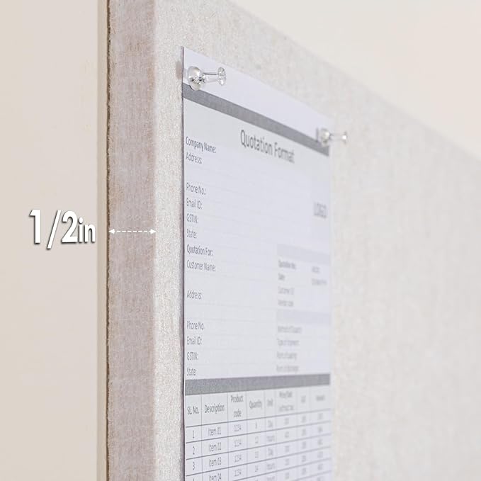 Thickened Bulletin Board - 36 x 24 Inches, Decorative Felt Board Pin Board for Wall - 3' x 2' Foldable Photo Display Board with Self-Adhesive Tape, Includes 20 Push Pins - Oatmeal