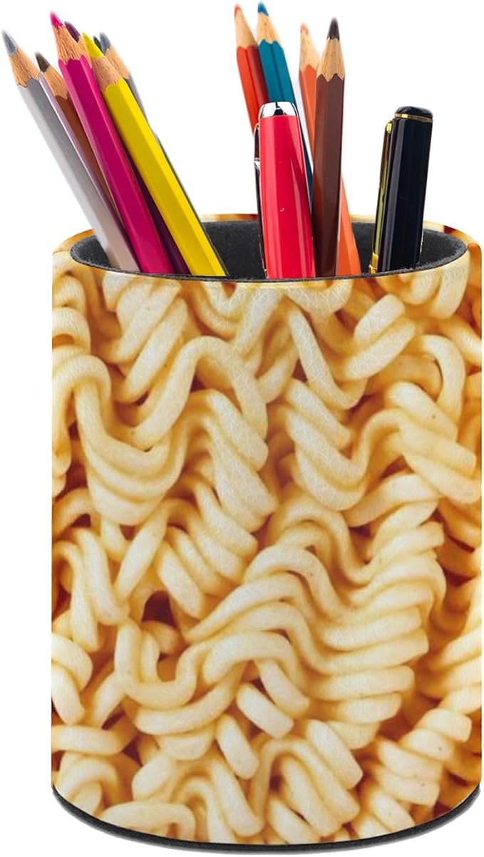 Ramen Noodles Pen Holder Pencil Organizer Cute Pencil Cup Desk Decor Makeup Brush Holder PU Multifunctional Office Suppliesfor Home Classroom School