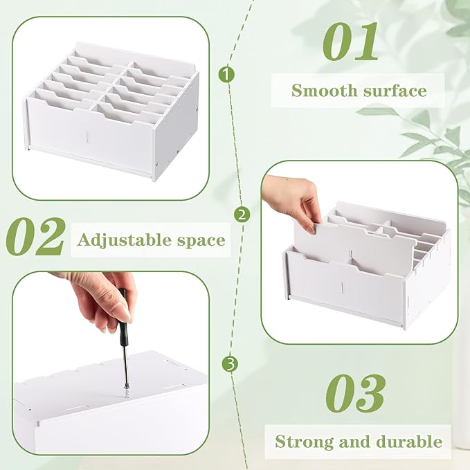 Ctosree 2 Pcs Cell Phone Holder School Desk Calculator Storage Box Holder Case Multifunctional Classroom Caddy Cell Phone Organizer (8.58 x 6.73 x 4.02 Inch)