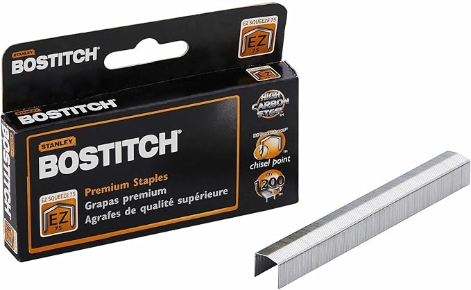 Bostitch Office EZ Squeeze 75 Sheet B8 PowerCrown Staples for Bostitch B875, 1,200 Per Box (STCR75XHC), Steel