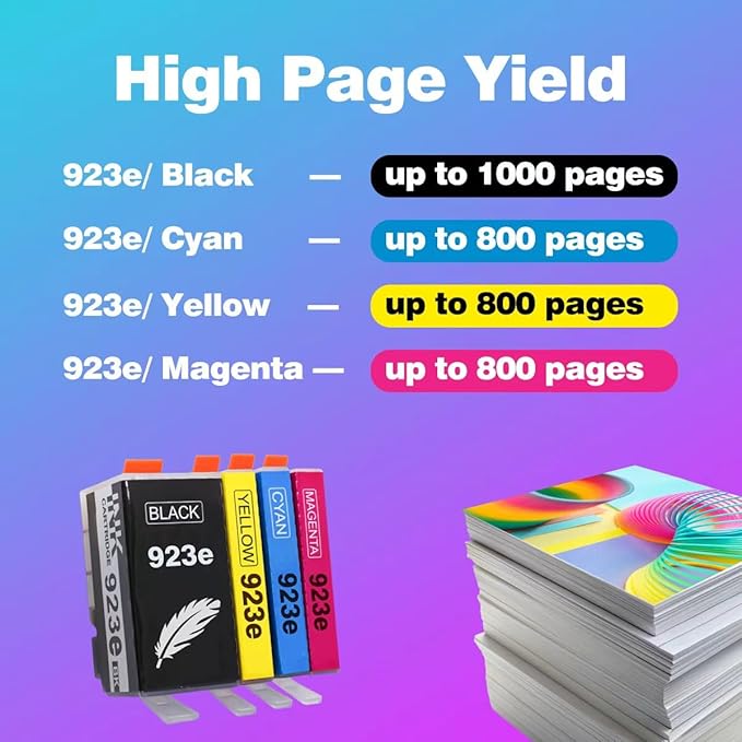 923e 923XL Black Replacement for HP 923 Black Ink Cartridgs for HP Printers OfficeJet Pro 8130e 8135e 8025e 8138e 8139e 8130 Series Office Jet 8122e 8120 Series Printer (2 Pack 923 XL K)