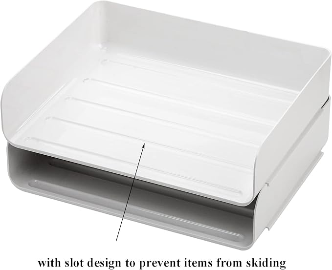 Okllen 3 Pack Stackable Desktop Letter Tray, 3 Tier Paper Document Tray Organizer, White Plastic Desk File Rack for A4 Paper, Magazine, Receipts, Office Supplies