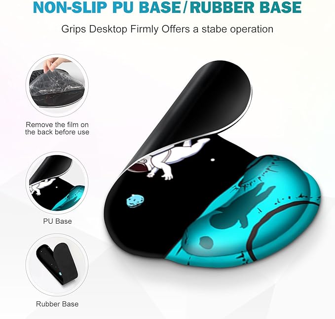 Gaming Mouse Pad, Large Desk Mat, Cute Desk Pad Protector, 4in1 XXL Mousepad + Keyboard Wrist Rest+Mouse Wrist Rest+Coaster Set with Ergonomic Desk Pad for Home Office PC Computer, Cool Space Alien