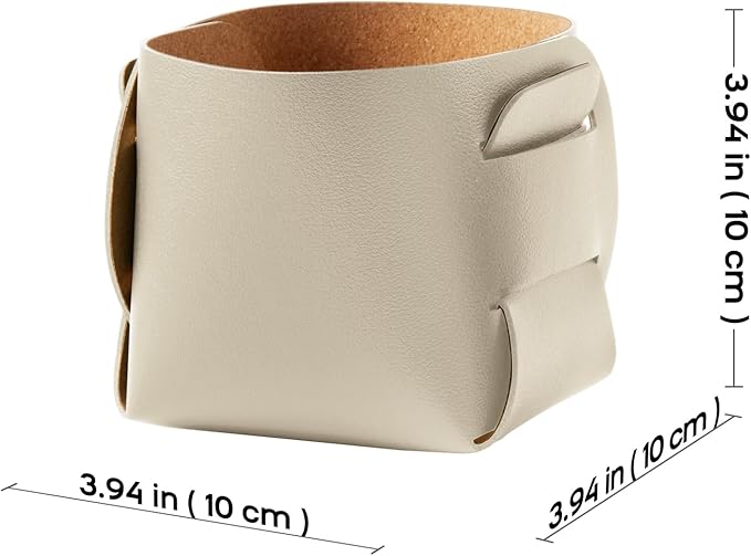 2-Pack Cork Leather Makeup Brush Holder Organizer - Desk Accessories Storage - Pencil Pen Holder - Stylish Addition to Home Decor (Beige)