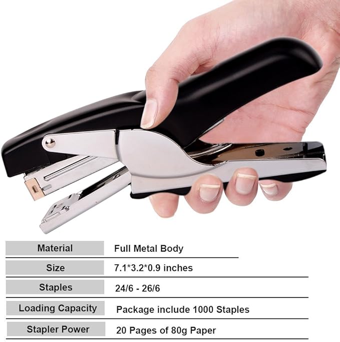 Stapler with 1000 Staples-Plier Stapler Save 60% Power,Good for Stapling at Home School or Warehouse (Black 4 Pack)