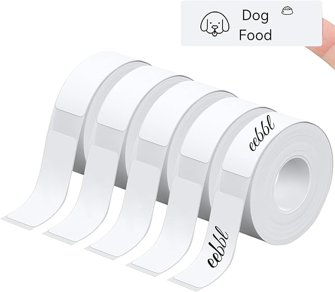 EEBBL D30 P21 Label Maker Tape Refill, 15×30mm(0.59"×1.2") Thermal Label Print Stickers Compatible with D30 Portable Label Printer Adapted Print Paper for Office, 230 Labels/Roll, 5 Rolls(White)