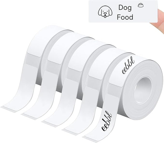 EEBBL D30 P21 Label Maker Tape Refill, 15×30mm(0.59"×1.2") Thermal Label Print Stickers Compatible with D30 Portable Label Printer Adapted Print Paper for Office, 230 Labels/Roll, 5 Rolls(White)