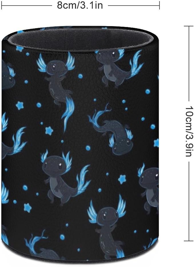 Cute Axolotls Pen Holder Pencil Organizer Cute Pencil Cup Desk Decor Makeup Brush Holder PU Multifunctional Office Suppliesfor Home Classroom School