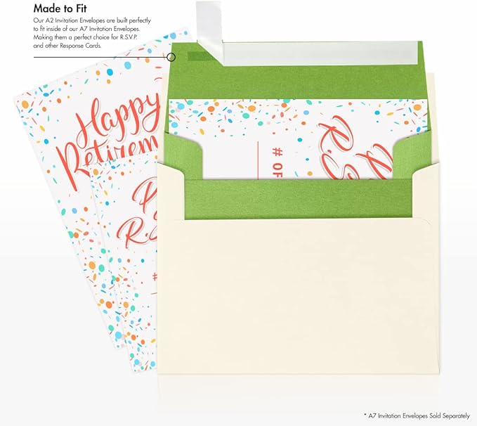 LUXPaper A2 Invitation Envelopes | Peel & Press | 4 3/8" x 5 3/4" | Fairway Green Metallic | 80lb. Text | 50 Qty