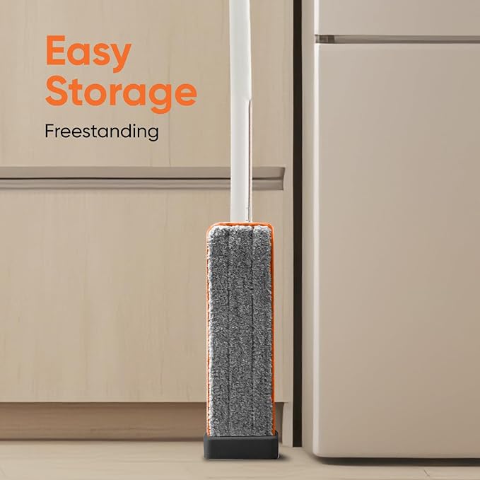 Superio 2 Pack Self-Wringing Microfiber Cleaning Mop, Hands-Free Miracle Flat Mop with Wringing Blade for Home, Kitchen, Bathroom - Hardwood, Laminate, Tile