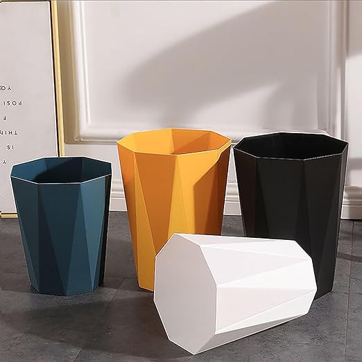 Small Bathroom Trash Can 2 Pack Garbage Can 1.8 Gallon Waste Basket for Dorms Toilets Bedrooms Offices, White