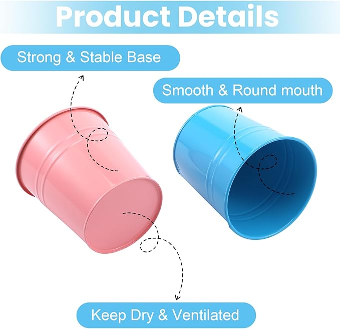 10 Pcs Metal Pen Holder, Colorful Desktop Pencil Cup, Mini Stationary Supplies Buckets, Round Makeup Brush Storage Organizers for Office Home School Classroom Accessory, 3.9 x 3.9 x 3.15 Inches