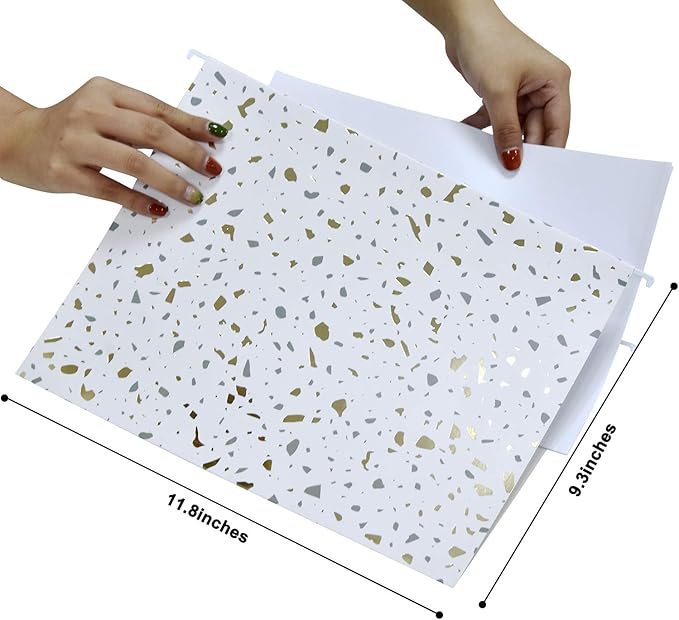 CharaVector Hanging File Folders Letter Size Assorted Durable Refined Design Decorative Hanging File Folder Set, 1/5-Cut Adjustable Tabs, 30pcs for Cabinet,File Organizer,Honeycomb