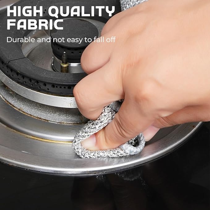 Cecurpo Multipurpose Wire Dishwashing Rags, New Silver Stainless Steel Dishwashing Cloth for Wet and Dry, Reusable Premium Metal Scrubbing Pads Sponge Clean Tool for Home Kitchen (5)