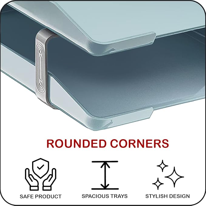 Acrimet Traditional 4 Tier Letter Tray, Front Load Design, A4 Letter Size, Desktop Organizer (Plastic) (Solid Green Color)
