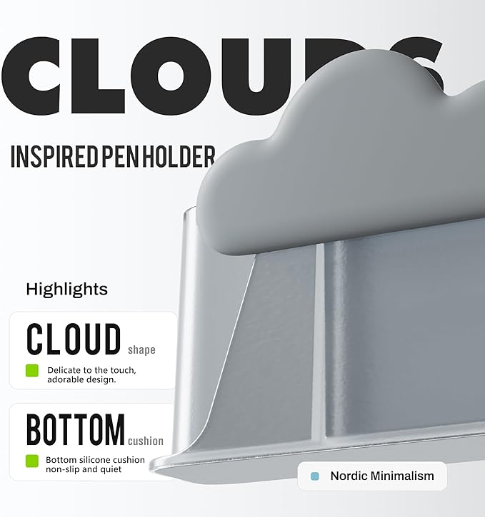 Li & Zhao Pen Holder for Desk Cute - Cloud Pencil Holder Pen Cup Stationary Organizer Desk Organizer Caddy for Office,Home,School,Art(Gray)