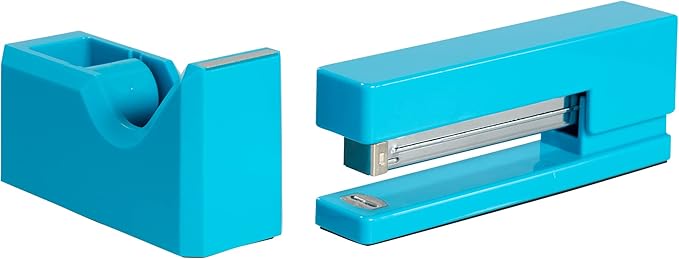 JAM PAPER Office & Desk Sets - 1 Stapler & 1 Tape Dispenser - Blue - 2/Pack