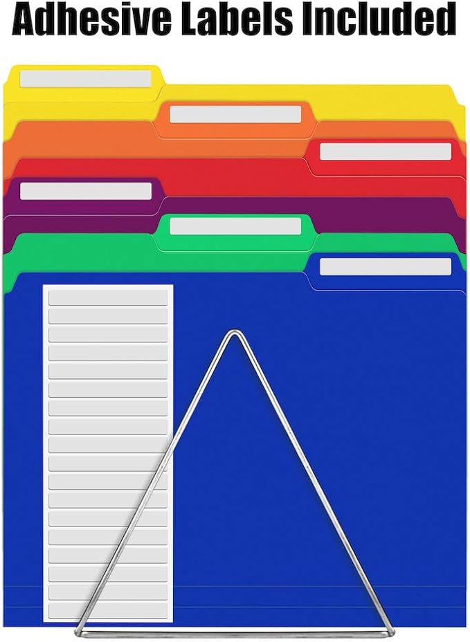 36 Pack Plastic File Folders Colored with Sticky Labels, Sooez Heavy Duty Letter Size Colored File Folders with Erasable 1/3-Cut Tab, Stronger Than Manila File Folder, Perfect for File Organization
