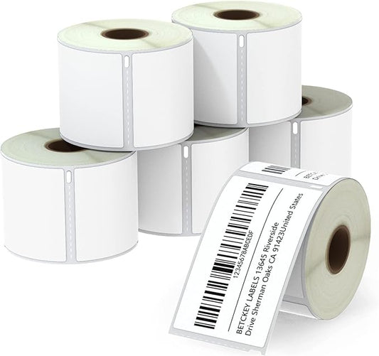 BETCKEY - Compatible DYMO 30256 (2-5/16" x 4") Shipping Labels, Perforated, Compatible with DYMO Labelwriter 450, 4XL, Rollo & Zebra Desktop Printers [6 Rolls/1800 Labels]