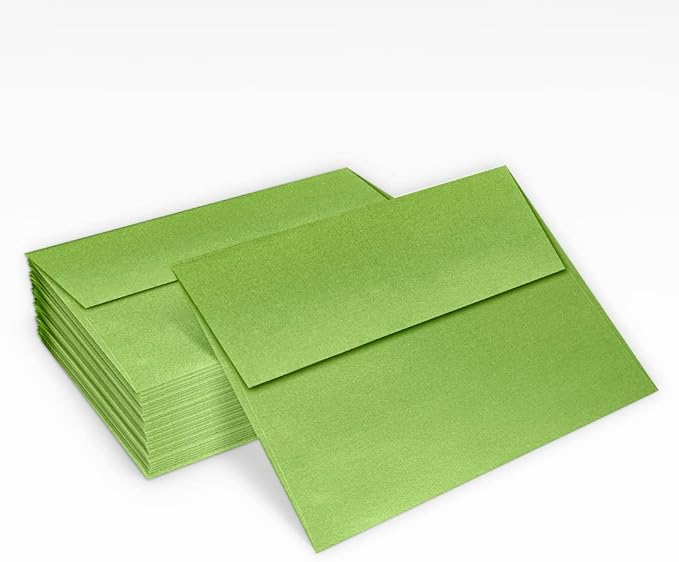 LUXPaper A2 Invitation Envelopes | Peel & Press | 4 3/8" x 5 3/4" | Fairway Green Metallic | 80lb. Text | 50 Qty