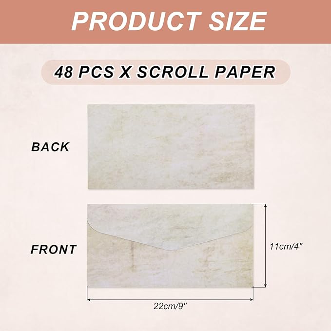 MECCANIXITY 48 Packs Envelopes Vintage Stationery Gray Black Lines Stationery Old Fashion Paper for Letter Writing, Invitations, Wedding-9 x 4 Inch