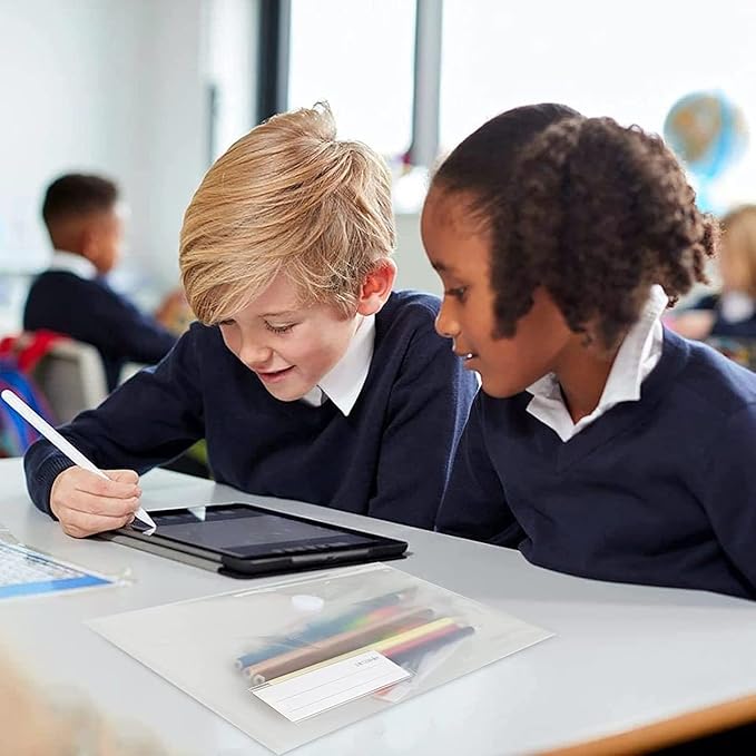 YoeeJob Plastic Envelopes with Hook & Loop Closure, 6x10 Receipt Envelope Money Cash Coupon Organization with Label Pocket, 48 Packs