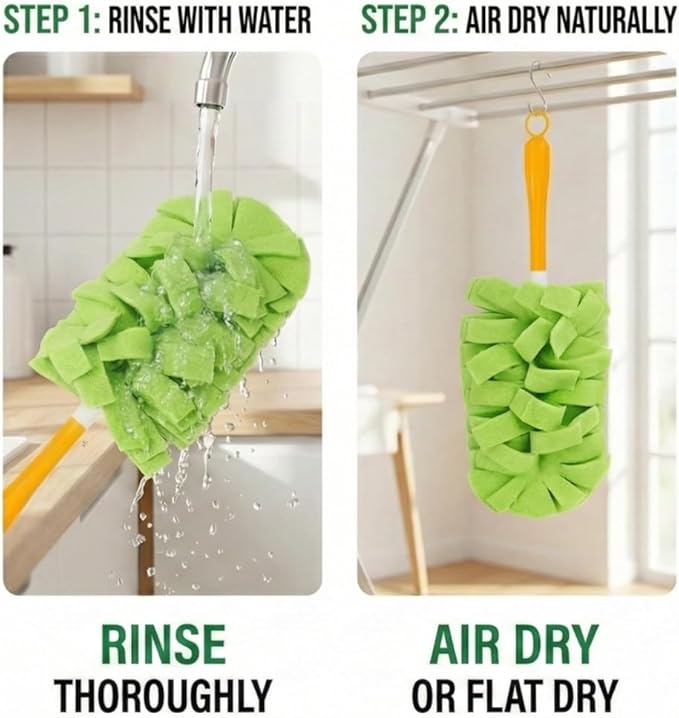 360° Electrostatic Duster Refills, Sustainable Choice for a Dust-Free Home, Washable & Reusable Duster Refills, for Furniture Electronics Blinds (1 Handle + 10 Refills)