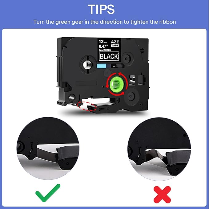 GREENCYCLE 3 Pack Label Maker Black Tape Compatible for Brother P-Touch TZe-335 Label Tape TZe335 TZ-335 TZe TZ 12mm 0.47 Laminated White on Black for Ptouch PT-D210 D220 H100 H110 D400 D600