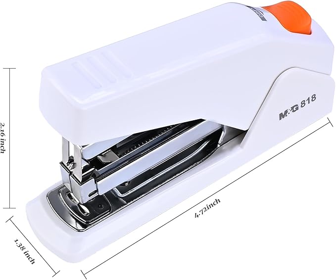 M&G Effortless Stapler with 1000 Staples for Desk, 25 Sheets Capacity Heavy Duty Desktop Staplers, Jam Free, Easy to Load, Ergonomic One Finger Touch Stapler for Office School Supplies (White)