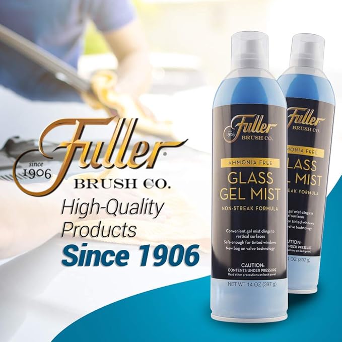 Fuller Brush Glass Gel Mist Spray – 14 oz Glass Cleaner for Windows, Mirrors and Plexiglass – Streak-Free Formula Safe for Tinted & Vertical Surfaces (Pack of 6)