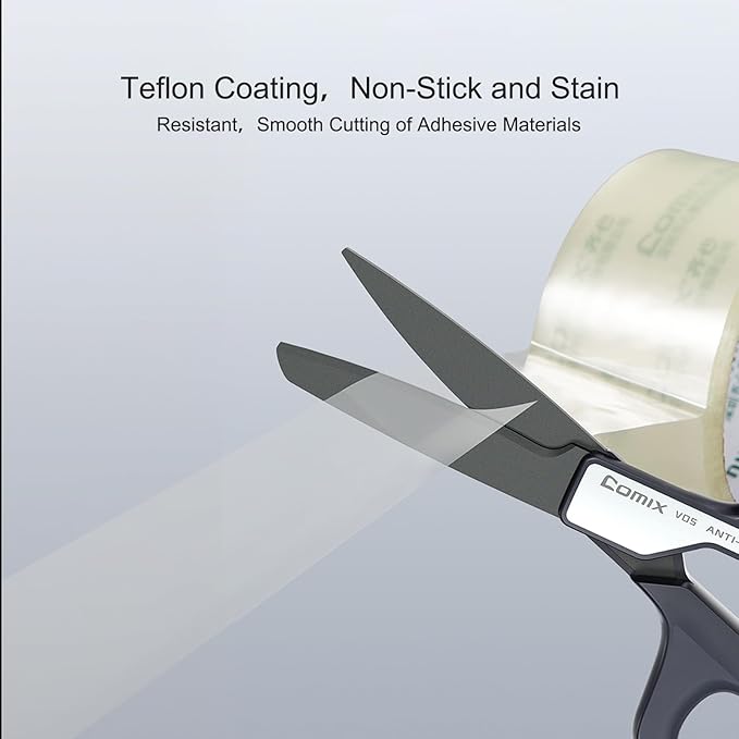 Comix 7-Inch Craft Scissors, Stainless Steel Blades, Ergonomic Handles, Ideal for Arts, Crafts and Office Use, Blue & Silver