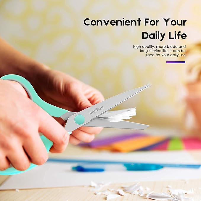 8 '' Multipurpose Heavy Duty Scissors Bulk 24-Pack, 2.5mm Thickness Ultra Sharp Blade Shears with Comfort-Grip Handles for Household School Office Supplies, Right/Left Hand Tools