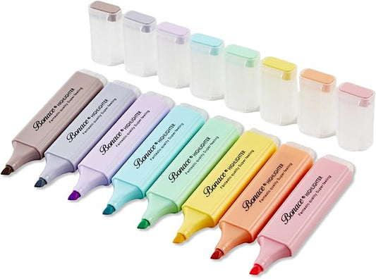 Pastel Highlighters,Chisel Tip Marker Pen,8 Assorted Macaron Colors Highlighter Pens, Mini Highlighters,Water Based, Quick Dry For Back to School Supplies，Aesthetic Highlighter for Office