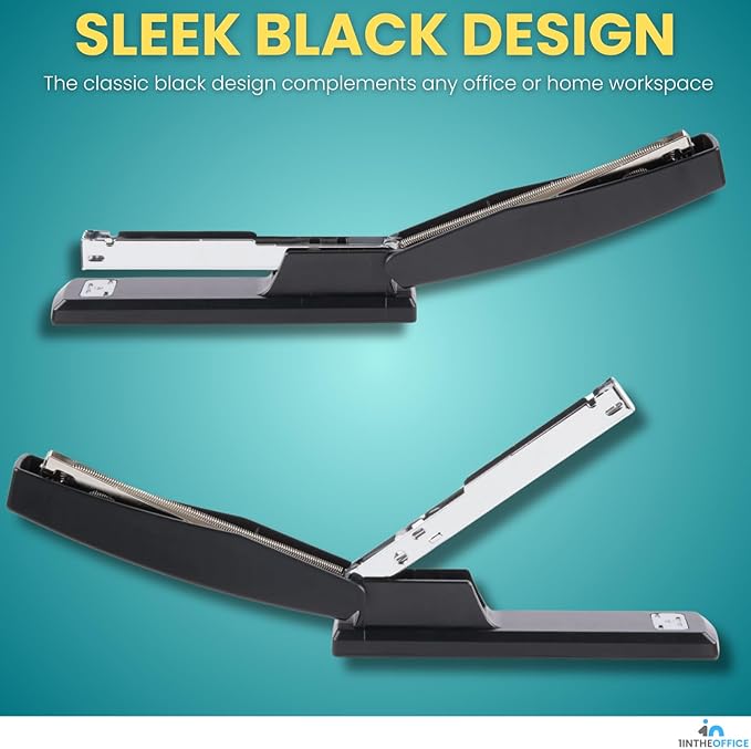 1InTheOffice Stapler with Staples, Office Stapler, 20-Sheet Capacity, 25,000 Standard Staples, Black