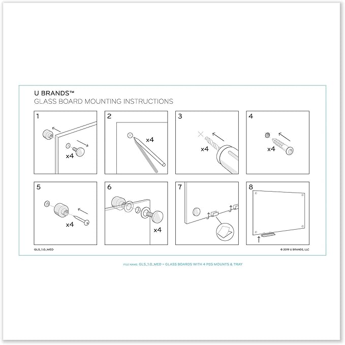 U Brands Magnetic Dry Erase Board White Board, Office Supplies, White, with Eraser, Markers, Magnet, 12” Tray, 4mm, 36" x 24"