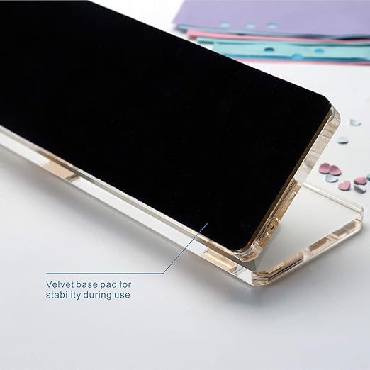 Acrylic and Gold Standard 3 Hole Punch,10 Sheet Capacity, Desktop Hole Puncher 3 Ring, Office Desktop Accessory,Clear/Gold