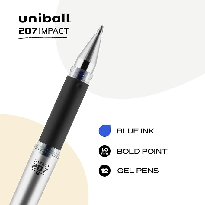 Uniball 207 Impact Gel Pens, Pack of 144-1.0mm Bold Point Pens - School and Office Supplies