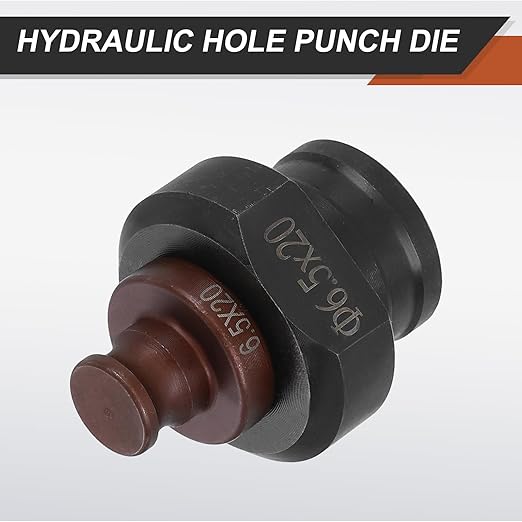 HARFINGTON Hydraulic Hole Punch Die 6.5x20mm Slotted Hole 40Cr Steel Electric Punching Kit for MHP-20 JP-20 Electric Punching Machine, Burgundy & Black