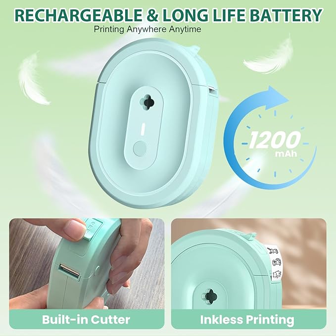Label Maker Machine with Tape, N12 Bluetooth Mini Label Printer, Portable Thermal Stickers Label Makers Wireless Labeler for Home Office School Kids Items Organization