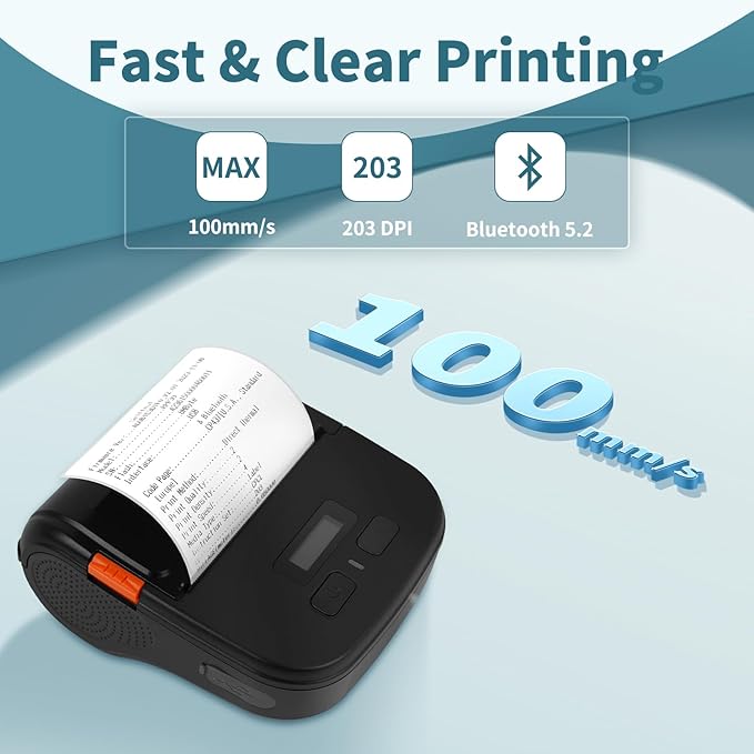Bluetooth Label Maker Machine with Tape, Portable Thermal Printer for Small Business,Waterproof Label, Inkless Labeler for Home, Kitchen, School, Office Organization, Black